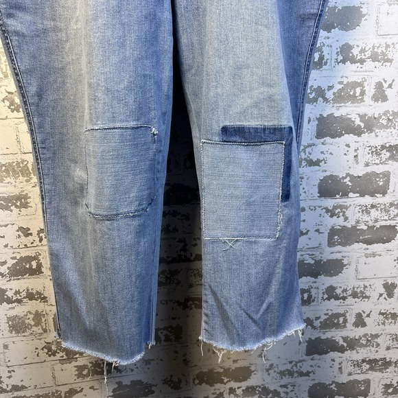 American Rag Overalls Sz 22W Patchwork Cropped Frayed Hem Aged Weathered - Picture 7 of 16